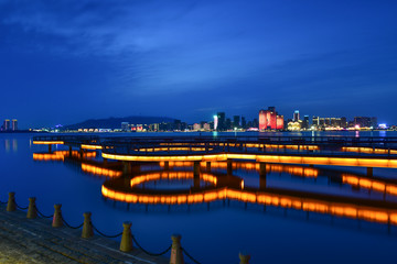 青岛唐岛湾夜景 黄岛 滨海