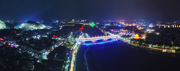 桂林漓江夜景航拍