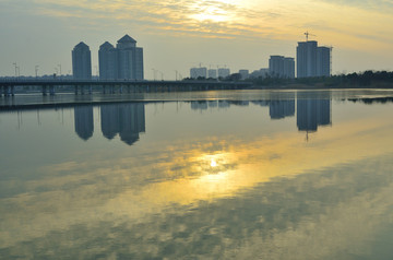 扬州明月湖日落