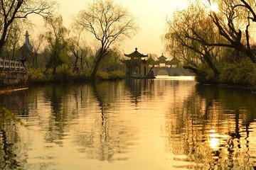 扬州瘦西湖日落