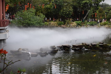 惠州罗浮山仙气凉亭池塘