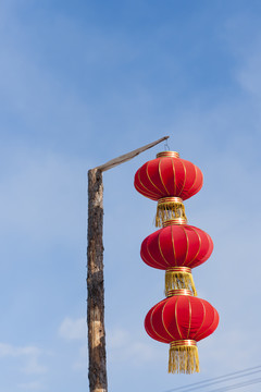 灯笼 蓝天 过节 农村