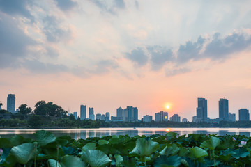 南京玄武湖日落