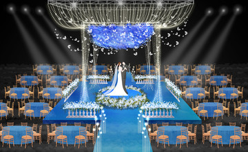 蓝色海洋婚礼中央舞台效果图