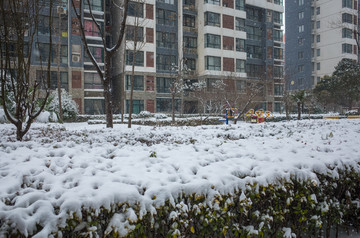 小区雪景