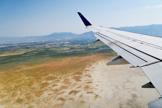 空中旅行 坐飞机 盐湖城湿地