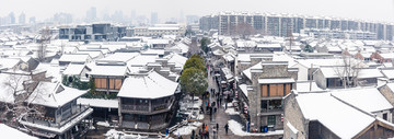 俯瞰雪后的老门东建筑群