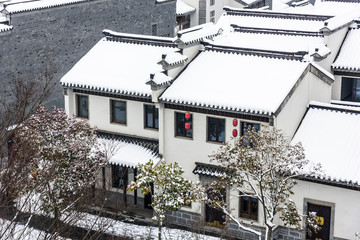 俯瞰雪后的老门东景区