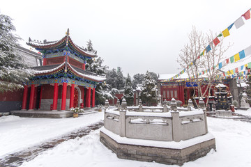 大雪中的西安广仁寺
