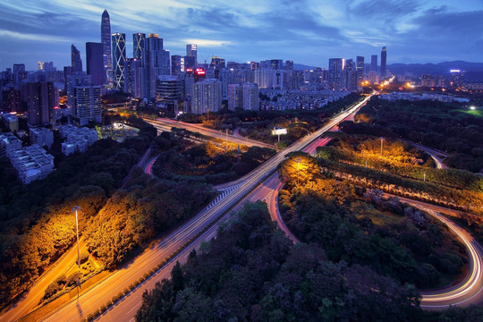 深圳福田中心区建筑风光夜景