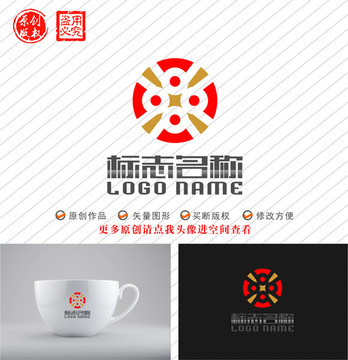 X字母标志人物教育logo