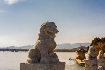 北京颐和园里的石狮子