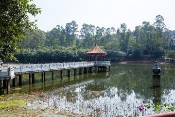 南海观音寺门口小湖