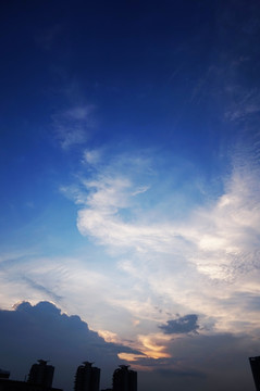 傍晚 夕阳 云朵 蓝天 天空