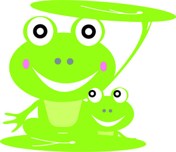两只青蛙绿色荷叶