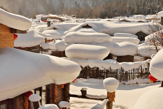 雪乡风情农家院雪后