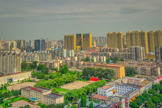 城市风光 城市鸟瞰 俯视城市