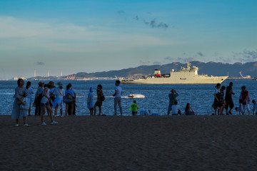 鼓浪屿海滩人群