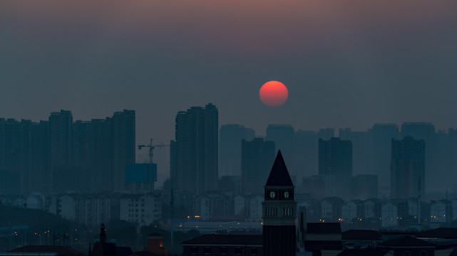 城市日落