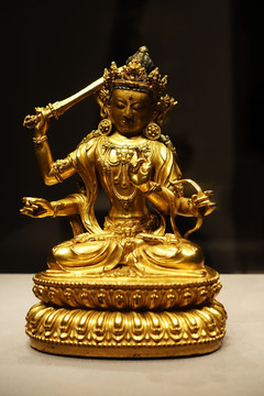 铜鎏金四臂文殊菩萨像西藏博物馆