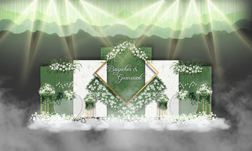 大理石婚礼 白绿色婚礼 婚礼
