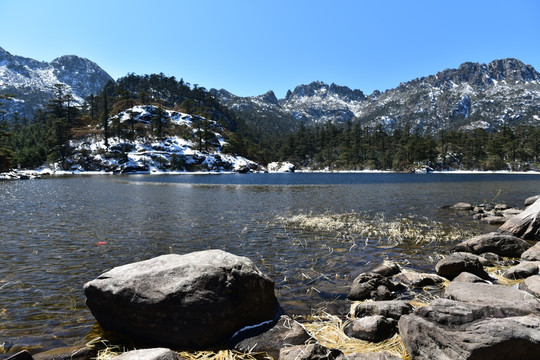 凉山 螺髻山 草海 雪景 湖泊