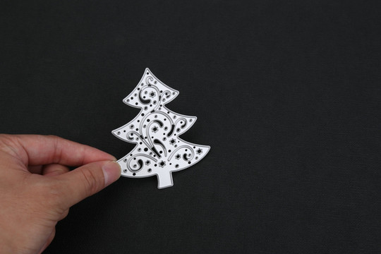 圣诞雪松剪纸卡
