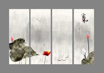 荷花国画