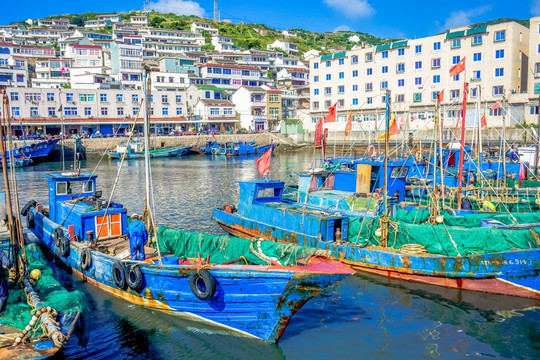 海边 渔村 渔船 码头