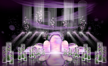 紫色婚礼唯美浪漫大气婚礼手绘效