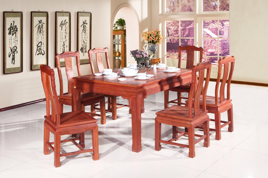 红木餐桌 花梨餐台 花梨餐桌
