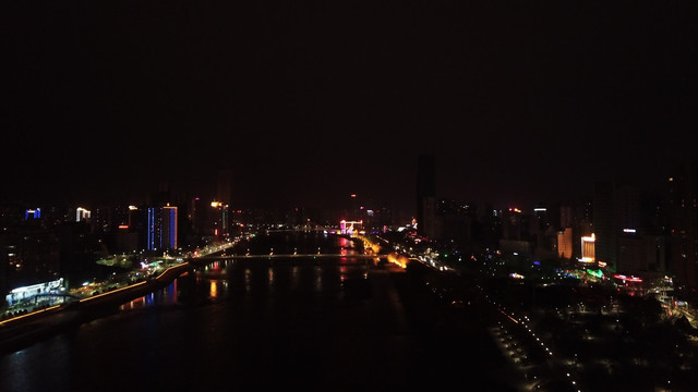 航拍兰州城市夜景高清