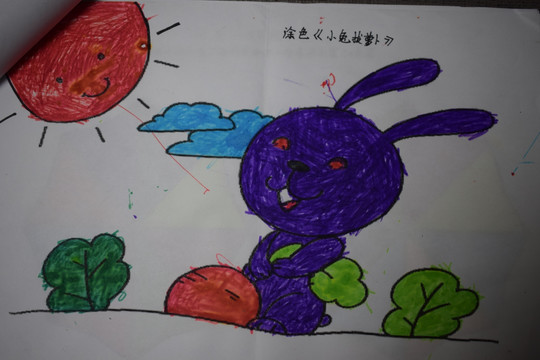 重口味兔子拔萝卜儿童绘画涂鸦