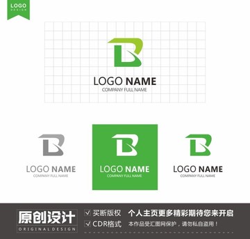 B字母绿色logo标志