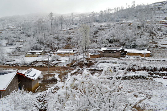 大凉山 彝族 乡村 雪景