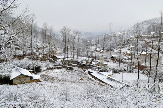 大凉山彝族村落雪景