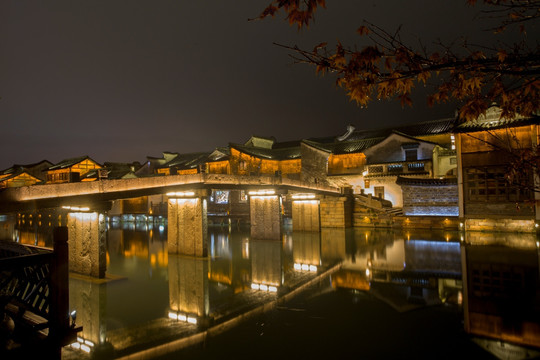 乌镇夜景迁善桥