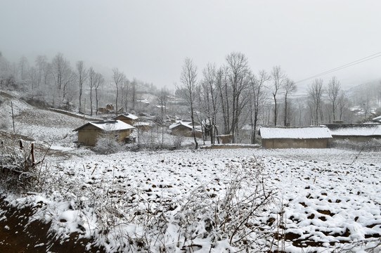 大凉山 彝族村庄 雪景