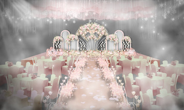 粉色婚礼 白粉色系婚礼 舞台