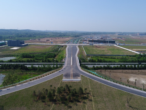 航拍 湖北荆门高新区道路