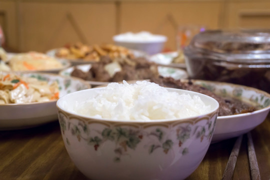 家庭晚餐 白米饭