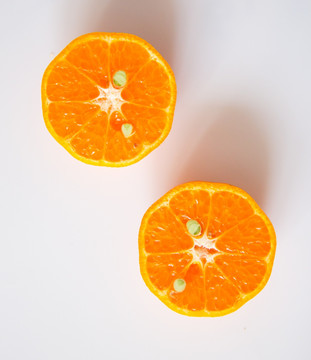 橘子 两瓣 摄影特写