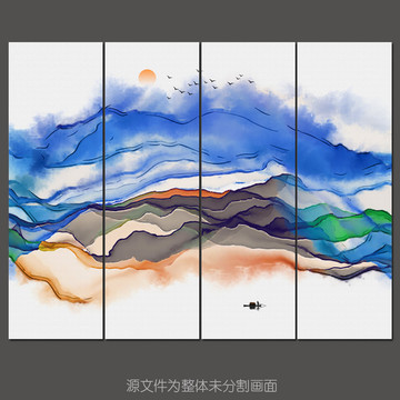 新中式抽象意境水墨晕染装饰画