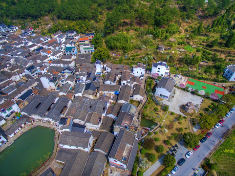 浙江兰溪芝堰古村 古建筑航拍