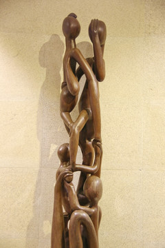 非洲木雕连体人群