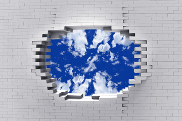 3D壁画蓝天白云