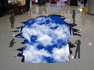 3D云海立体地板画