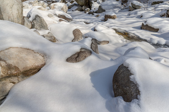 终南山冬季 石头河雪景