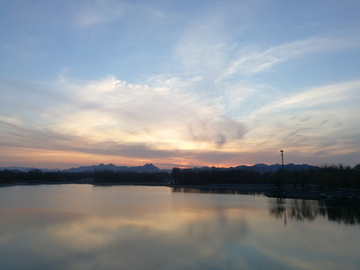 湖景黄昏风景
