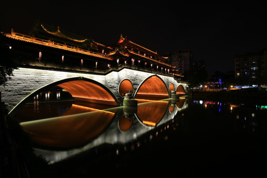 成都九眼桥夜景倒影